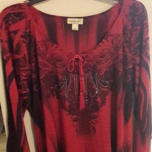 Burgundy red and black blouse buy one world
